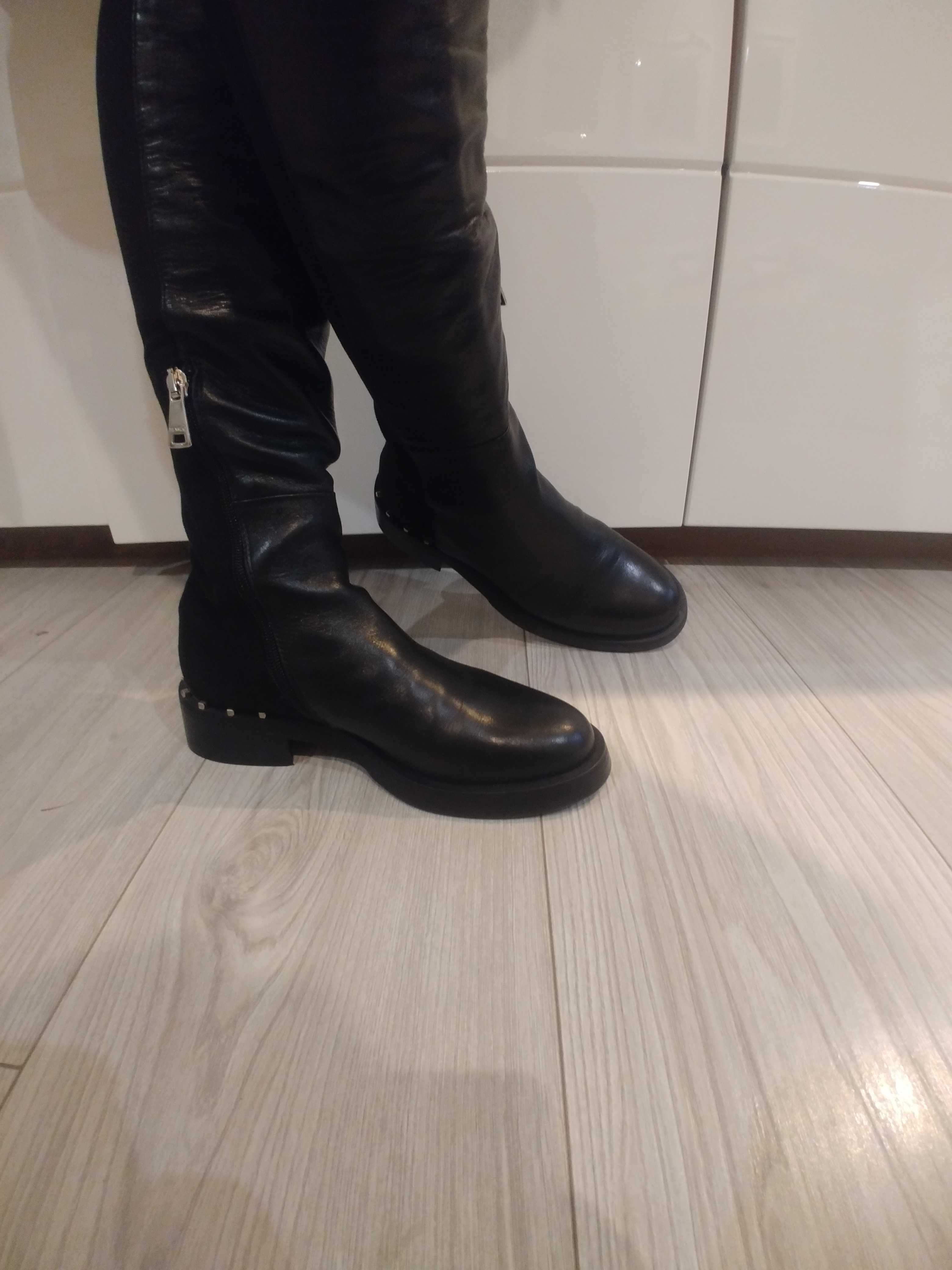 MA&LO włoskie buty kozaki skorzane damskie 35 36