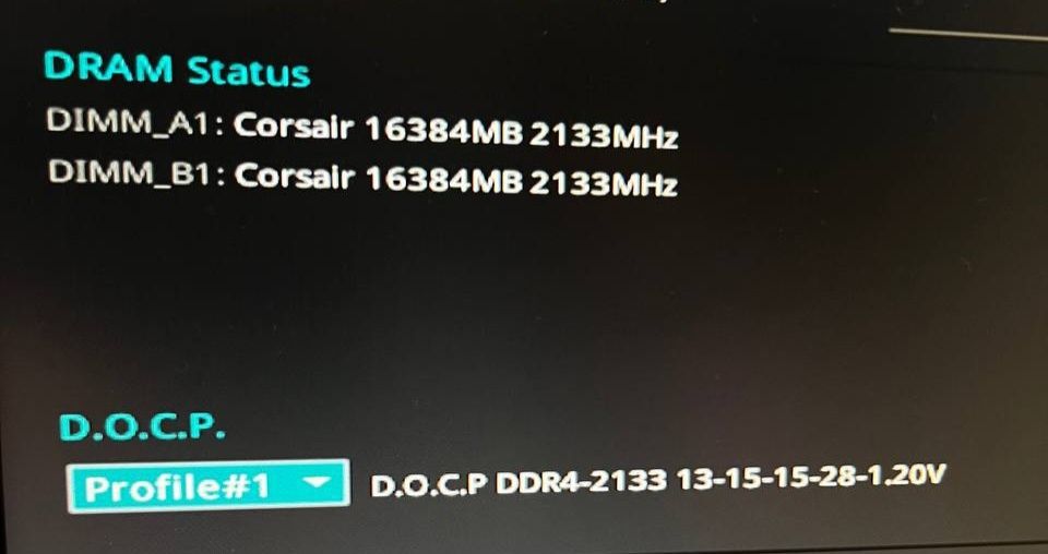 DDR4 Corsair 2133 mhz 32gb (2*16)