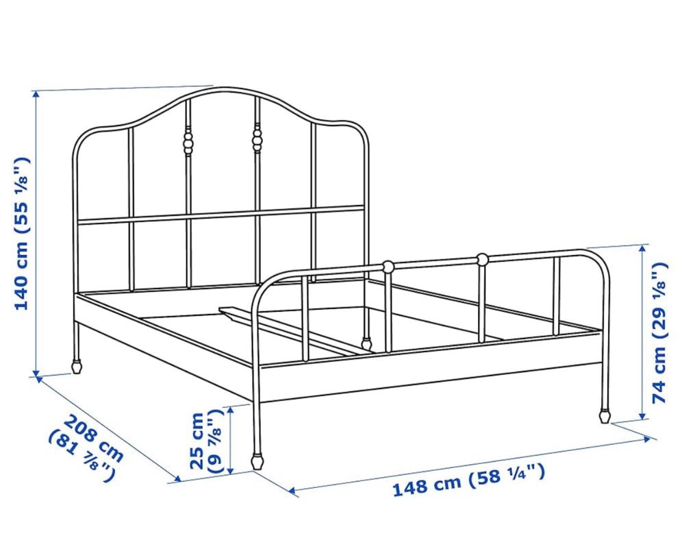 Rama łóżka IKEA SAGSTUA z belką SKORVA i dnem LUROY 140x200