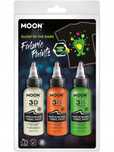 Farbki do tkanin ubrań koszulek 3x30ml GLOW DARK farby bezbarwna zielo