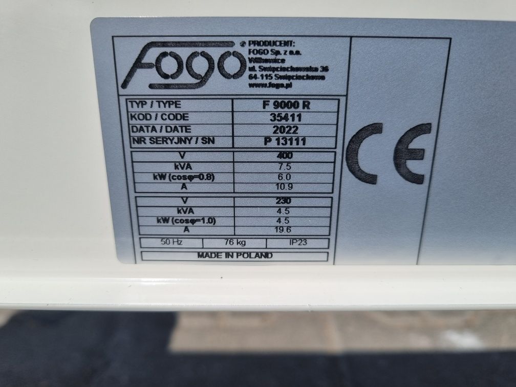 Nowy Agregat Prądotwórczy FOGO F9000R AVR III Fazy Wysyłka 24h