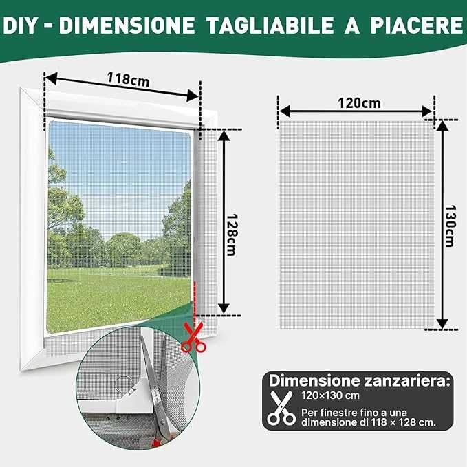 Moskitiera do okna 120x130cm łatwy montaż magnetyczna na owady komary