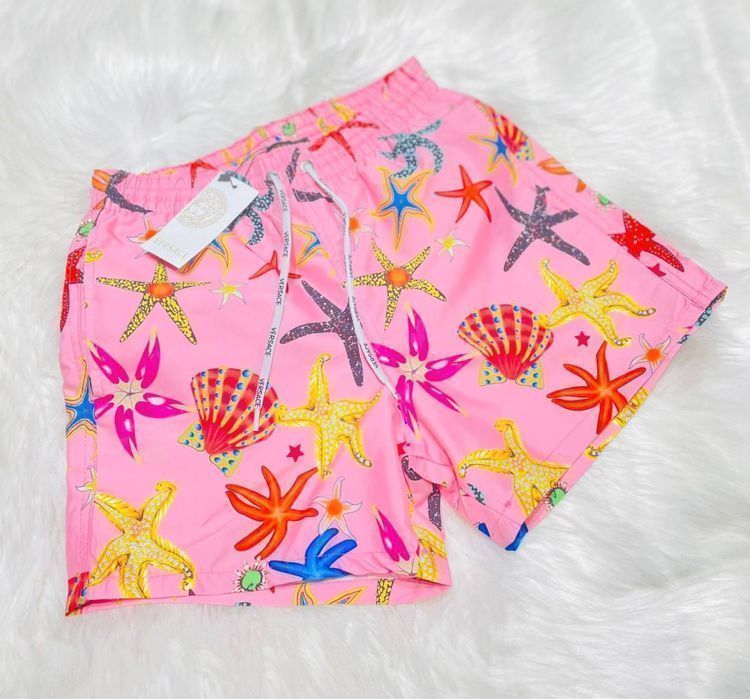 Шорты плавательные мужские Versace розовые пляжные для бассейна