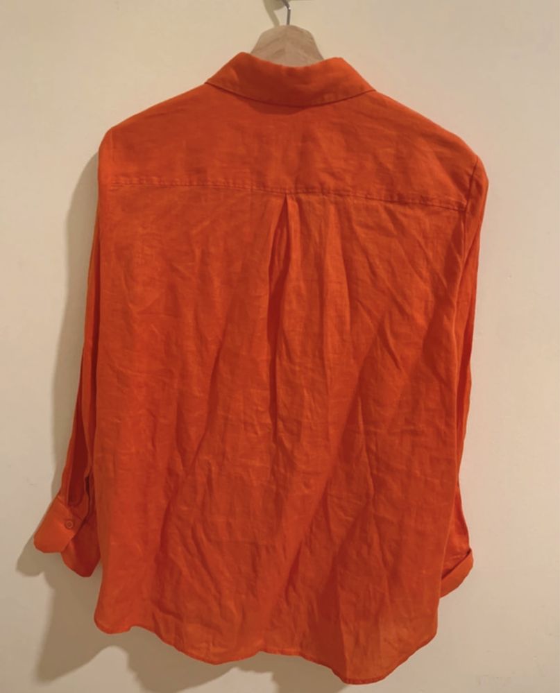 Camisa linho Zara tamanho XS cor de laranja