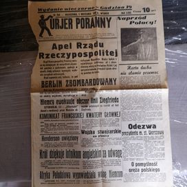Gazeta z 1939roku Kurier Poranny