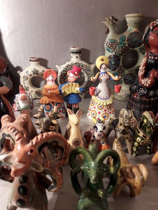 Игрушки авторские глина Опошня ссср.Дымковские.