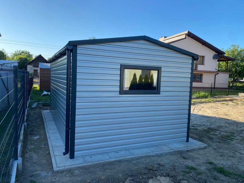 Garaż Blaszany 5x3 Dwuspadowy RAL 9006 Srebrny + BTX 7016 Antracyt