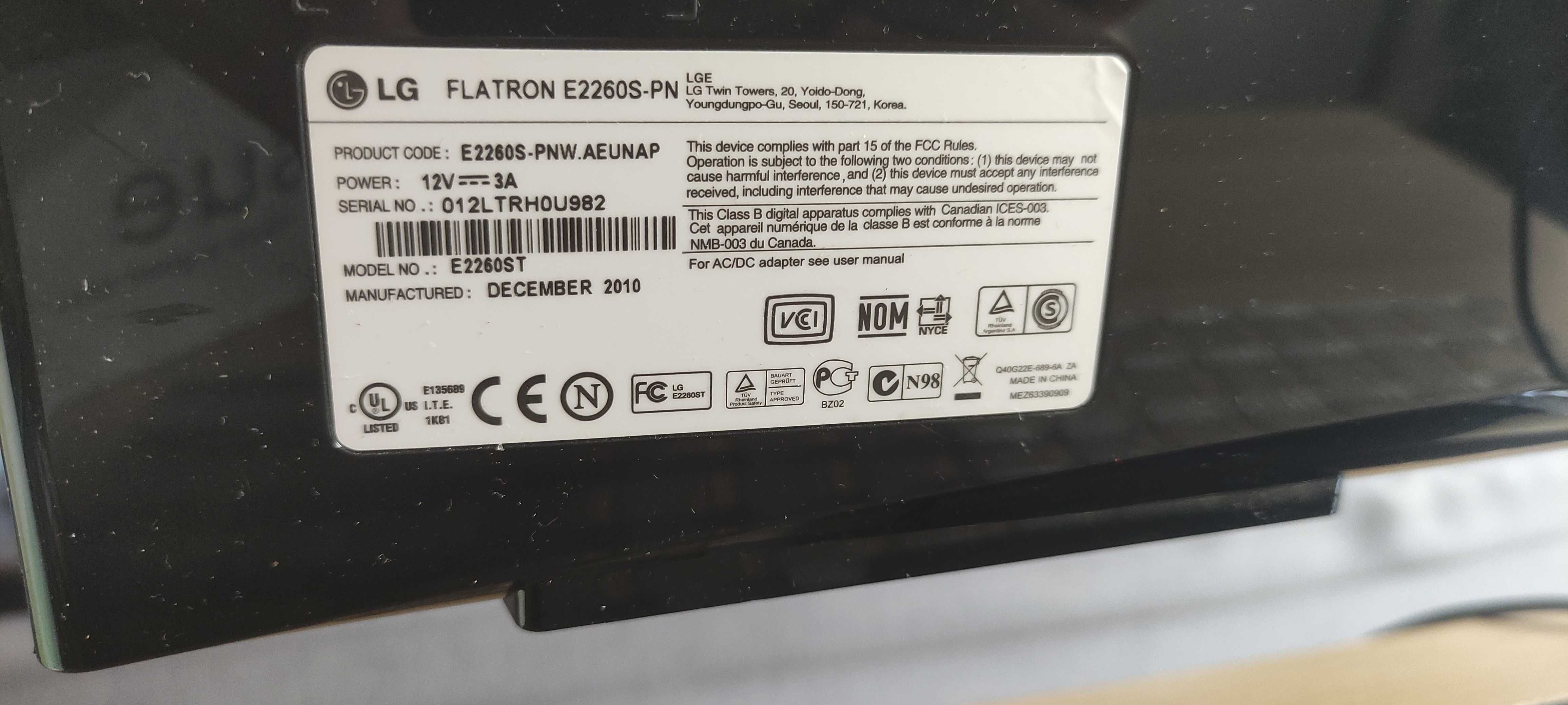Monitor LG Flatron e2260s 22 cale