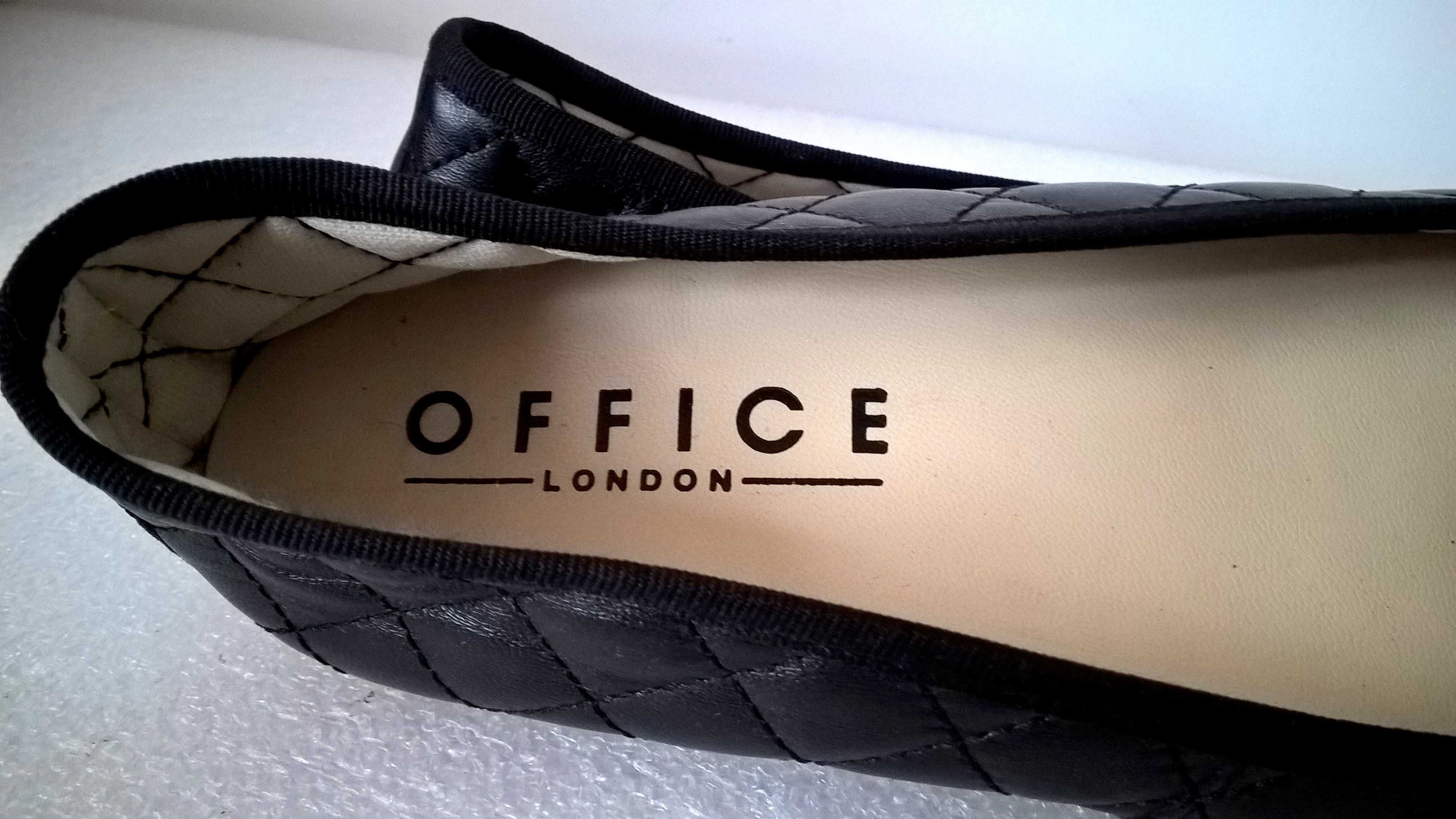 OFFICE London luksusowe baleriny skórzane pikowane latex