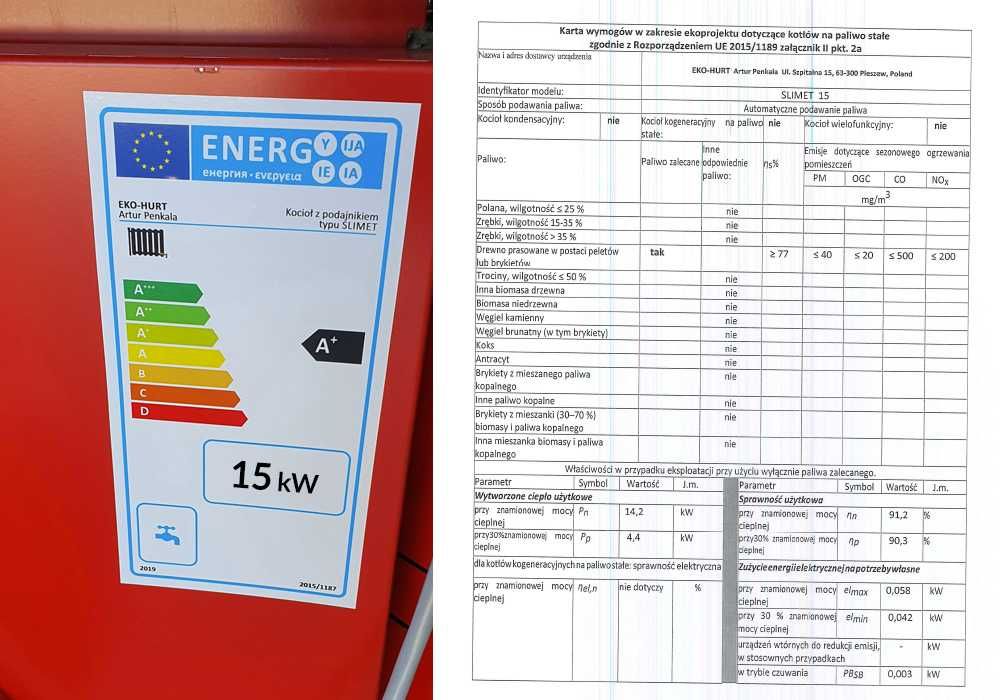 Kocioł SLIMET 15 kW na pellet Kipi Lista ZUM Czyste Powietrze 5 klasa