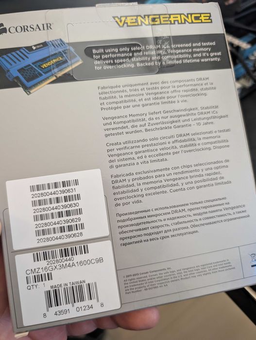 Corsair Vengeance DDR3 16GB (4x4gb) Stan kolekcjonerski