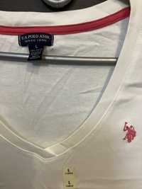 Biały T-shirt damski bluzka U.S. Polo Assn. rozmiar L