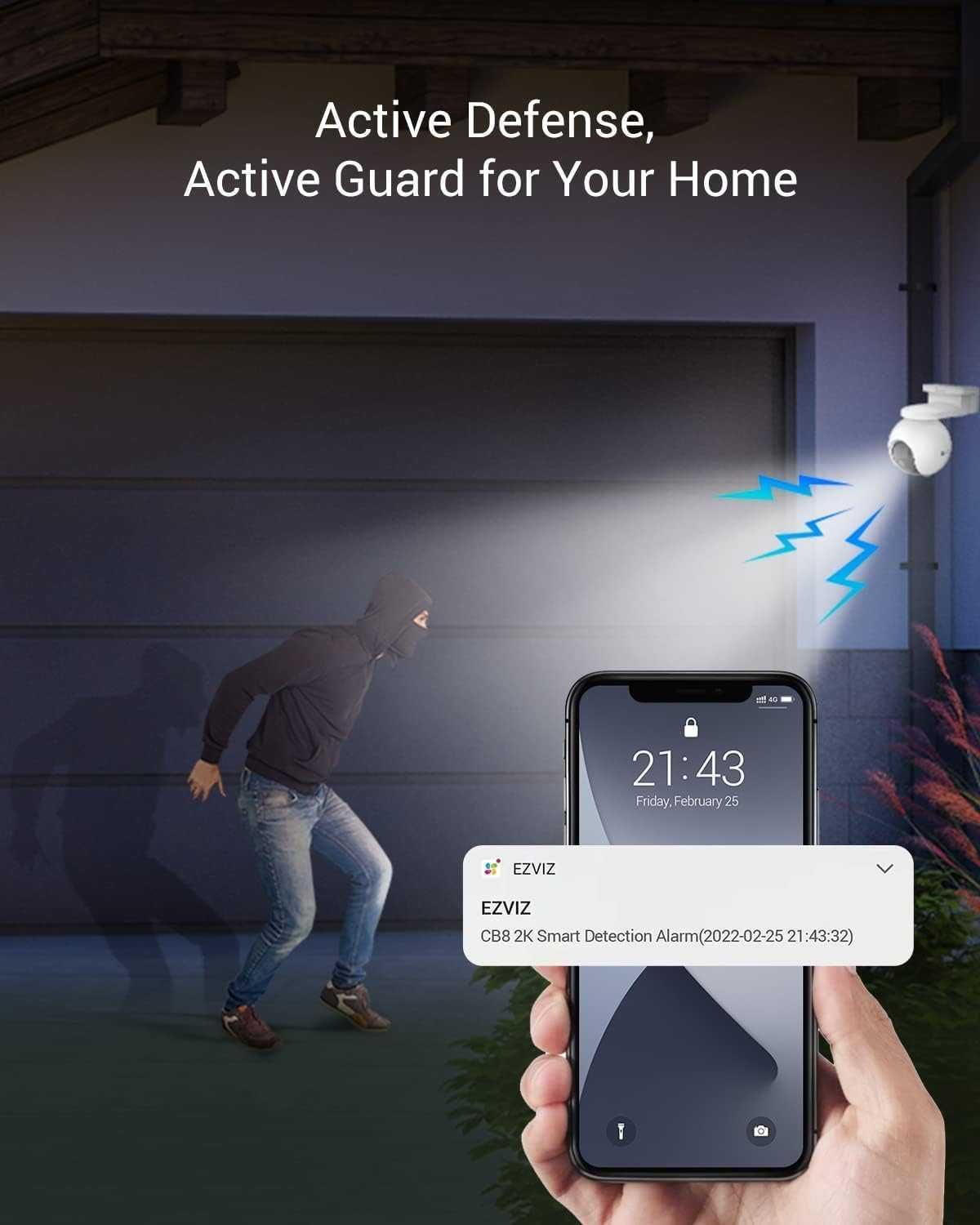 Bezprzewodowa zewnętrzna kamera ezviz CB8 KIT 2K  WiFi, słoneczna