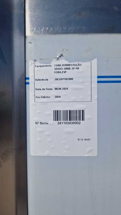 Cuba Inox Fermentação Vinho 2000 Litros 2 Portas