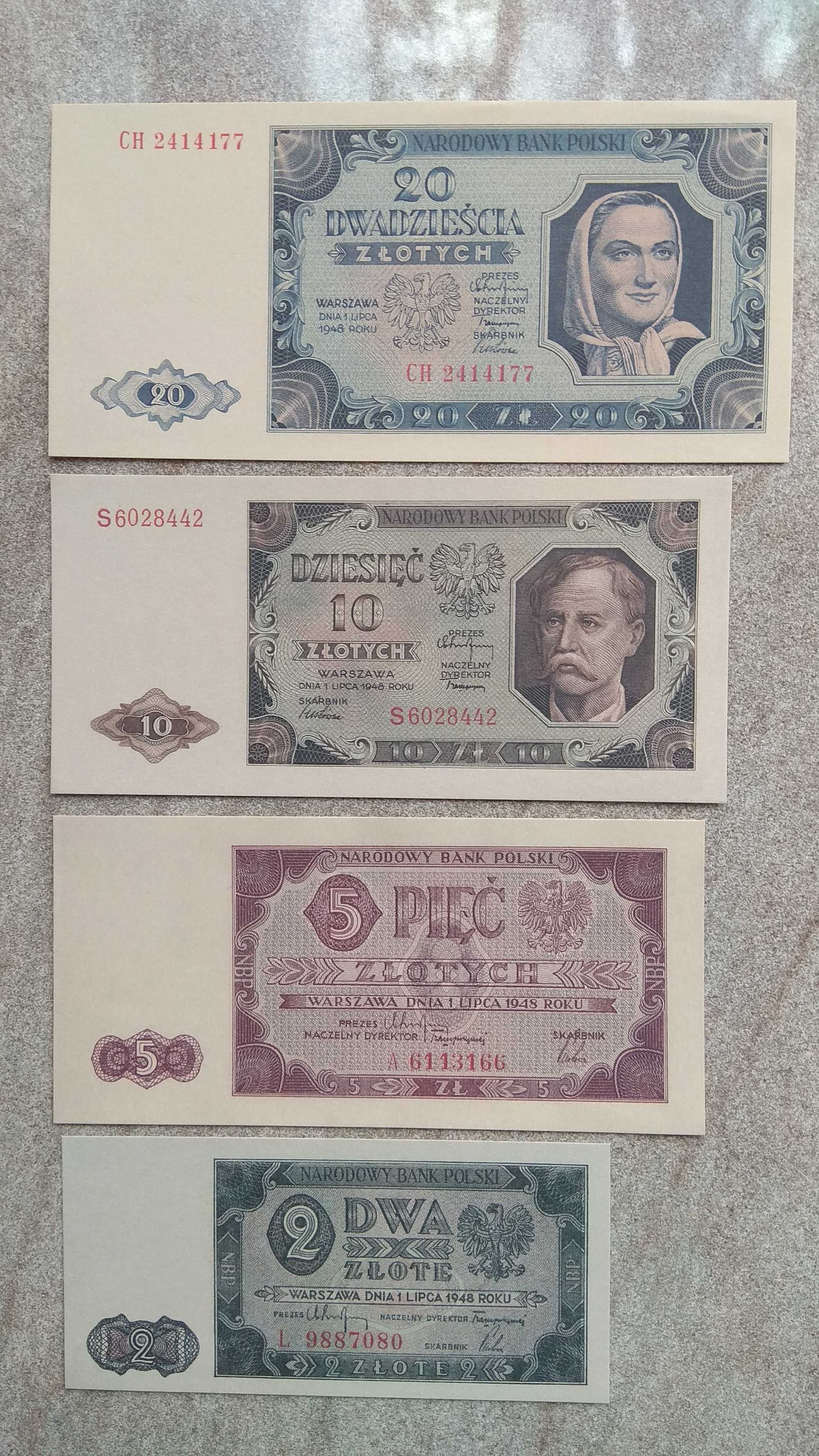 nowe piękne kopie banknotów Polskich z 1948 roku