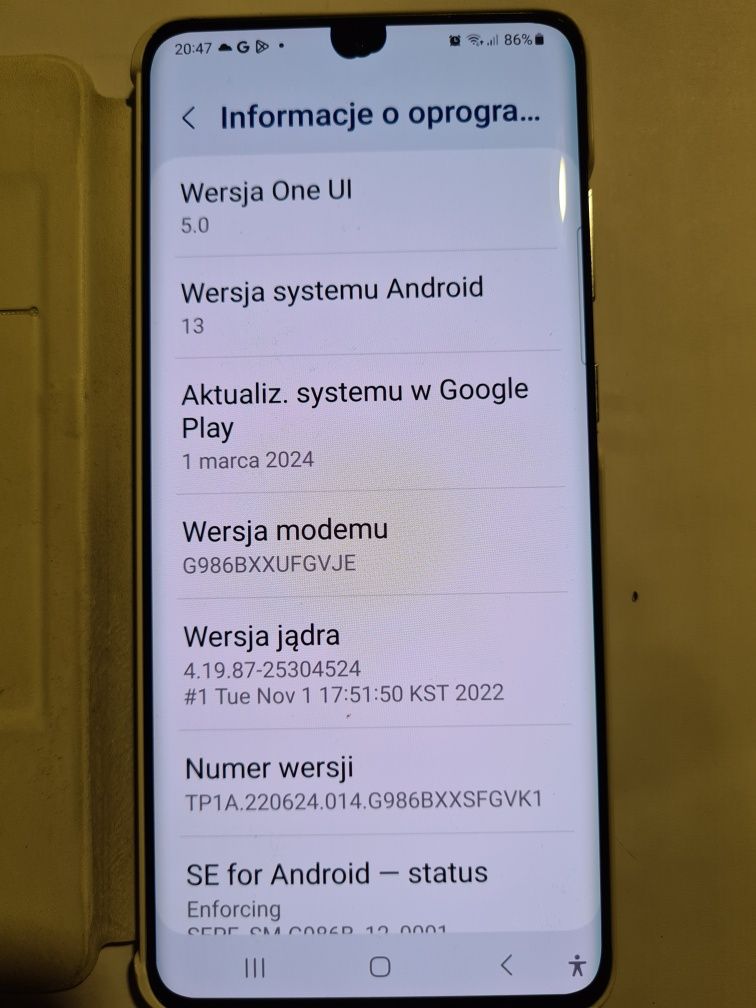 Wyświetlacz Samsung Galaxy s20+ uszkodzony działający