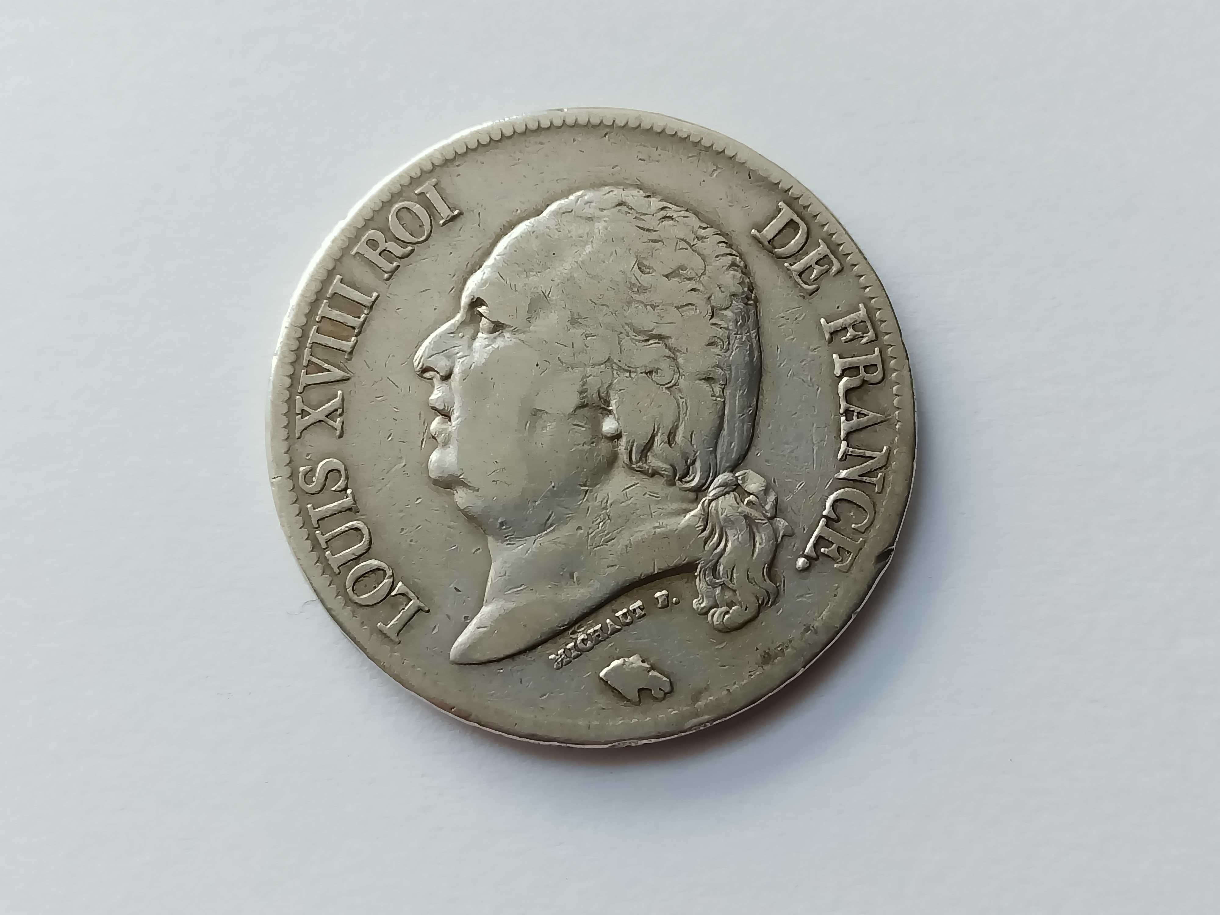 5 Franków 1824 A Francja Ludwik XVIll oryginał Srebro