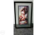 Quadro erotico 80 x 50 com moldura lacada a preto