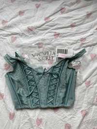 Gorset top gorsetowy Victoria’s Secret niebieski blue