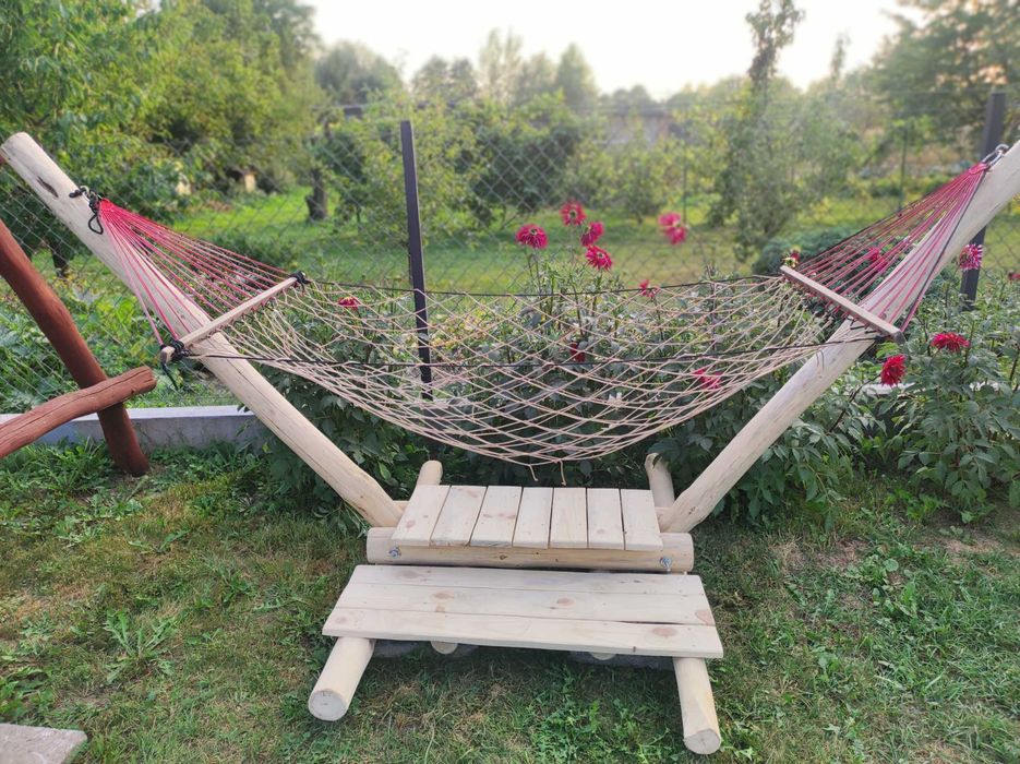 Stelaż na hamak z bali
