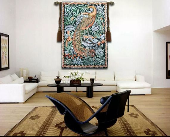 Żakardowy gobelin na ścianę, kilim- obraz "Paw"-William Morris