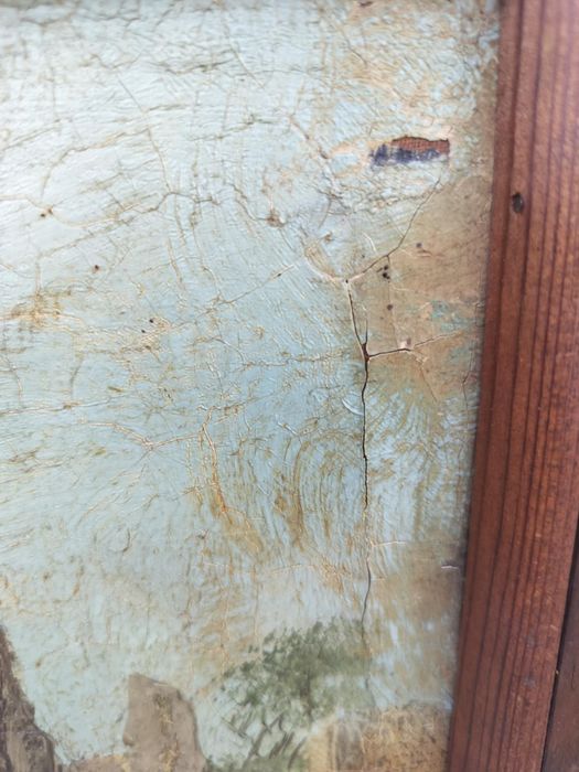 Bardzo stary obraz na płótnie sygnowany  .