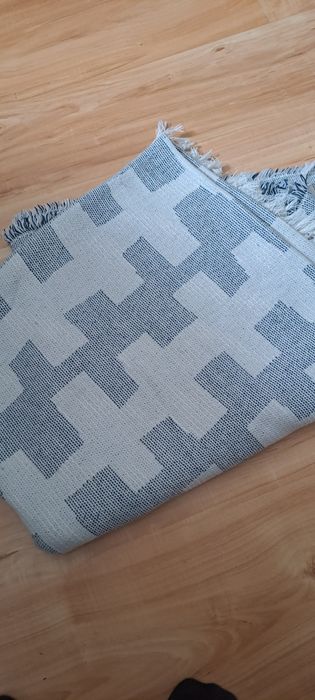 Ikea svartag kocyk, pled, biało-blekitny 130×170