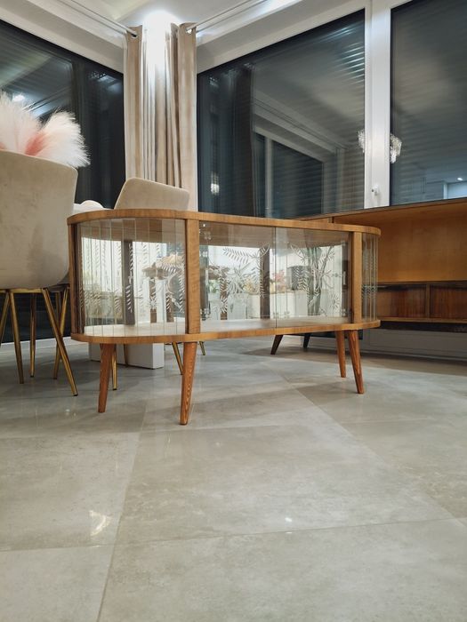 komoda szafka RTV zrobiona  z nadstawki oszklona Design PRL