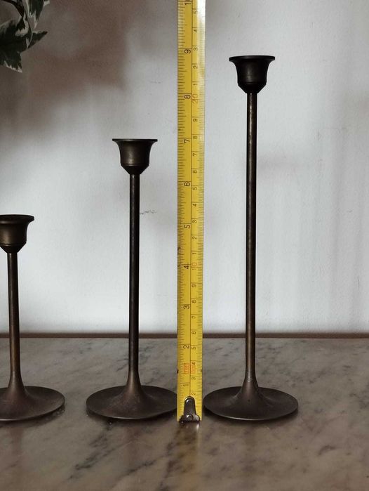 Conjunto 3 Castiçais Metal Antigo