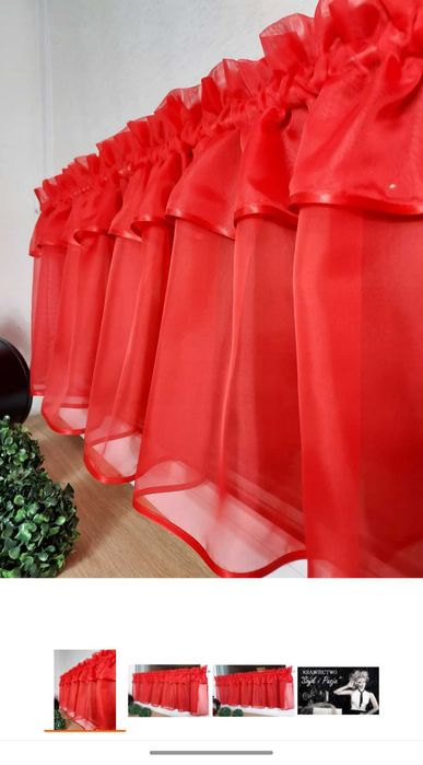 Zazdroska świąteczna woal czerwony obszyta lamówką czerwona 10cm/3zł