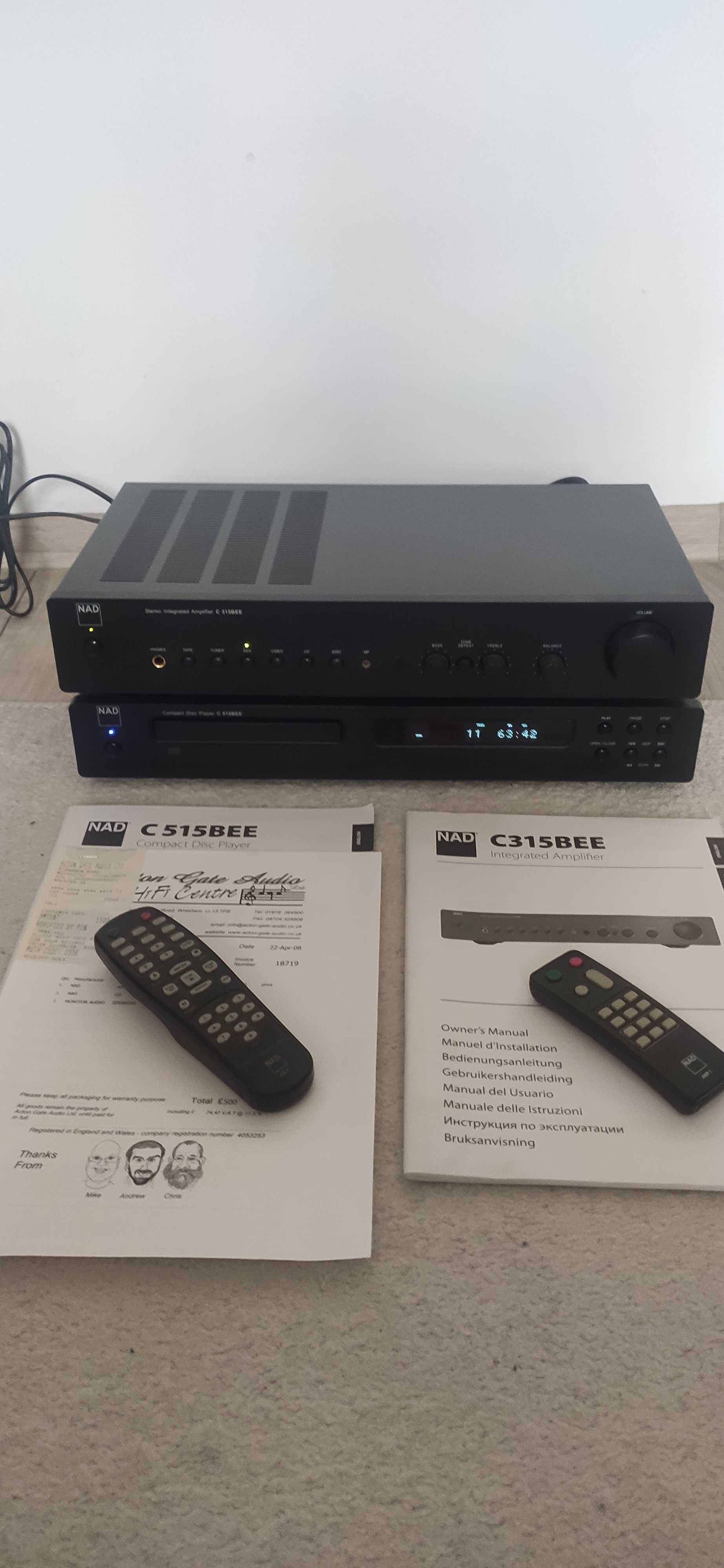 Wzmaczniacz NAD C315BEE Odtwarzacz Cd NAD C515BEE