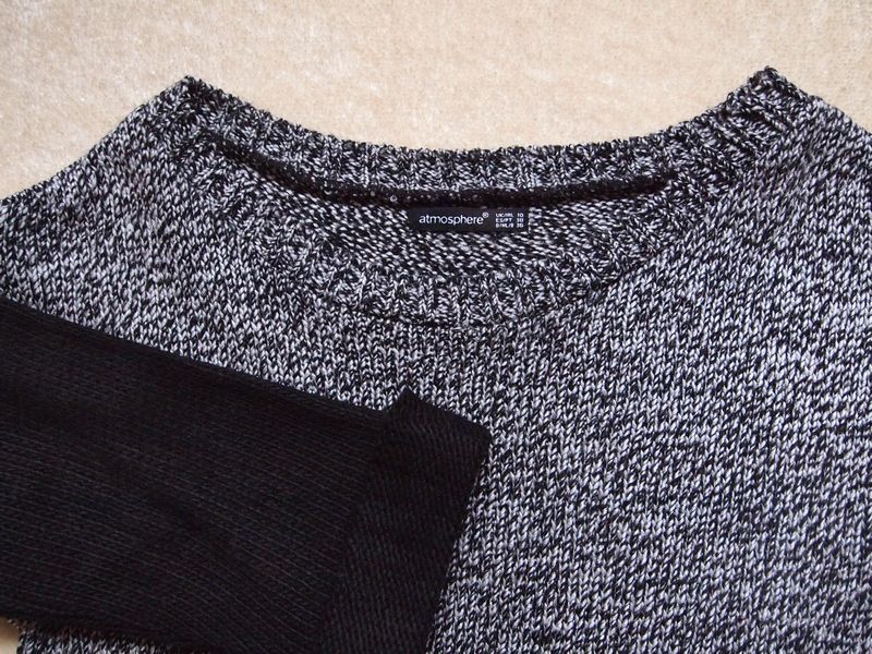 Szaro-czarny sweterek Atmosphere 38 M 36 S oversize sweter siwy szary
