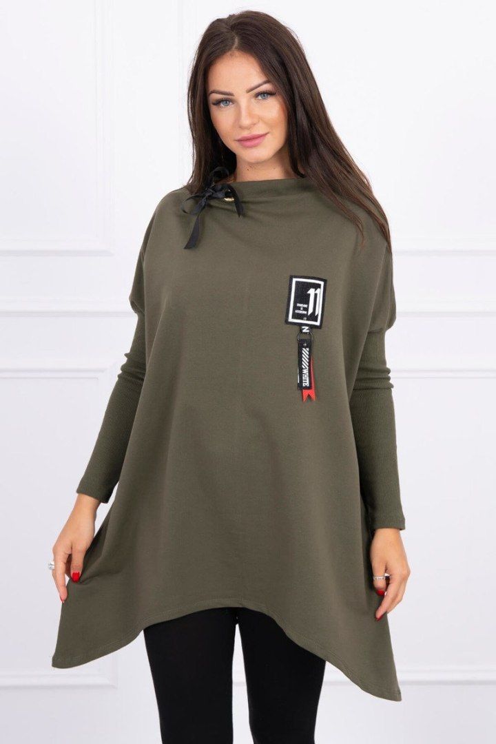 Bluza oversize z asymetrycznymi bokami khaki UNI