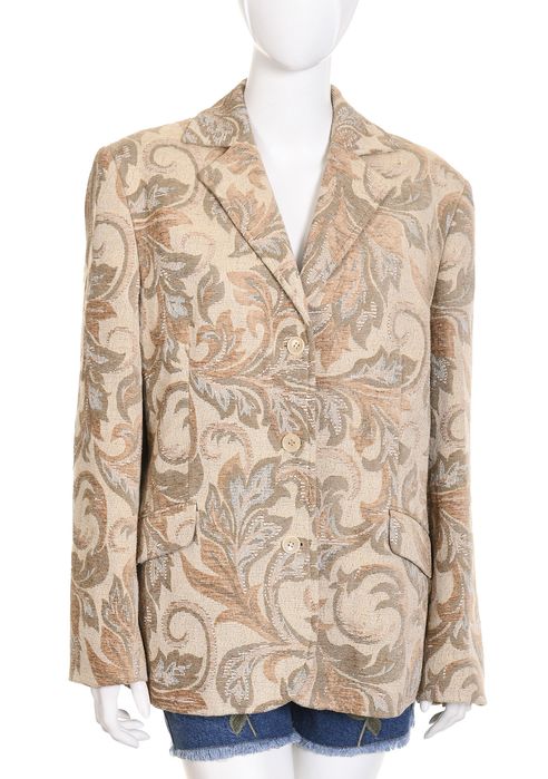 NIENHAUS wzorzysta żakardowa marynarka damska w beżu kurtka blezer 44