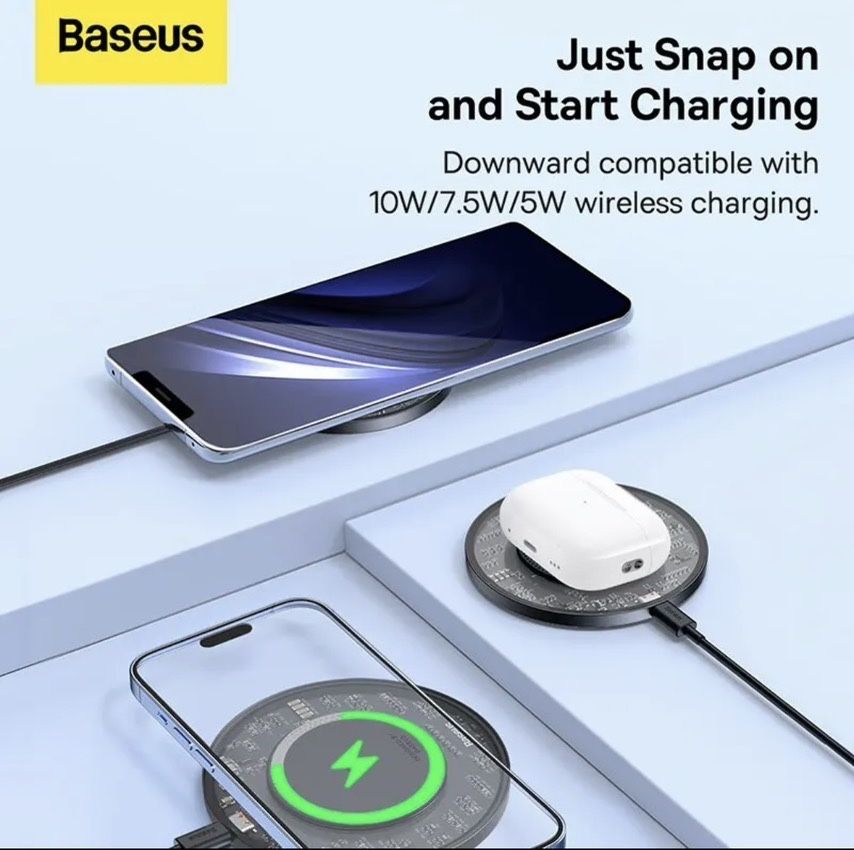 Безпровідна зарядка - Baseus Simple 2 для Iphone, Apple Watch, Android