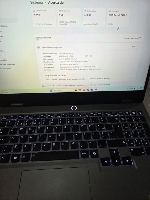 Lenovo loq-ryzen 7/rtx 4050/24 ram/1tb disco