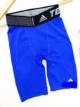 E31 treningowe spodenki damskie ADIDAS kolarki termo niebieskie XS 34