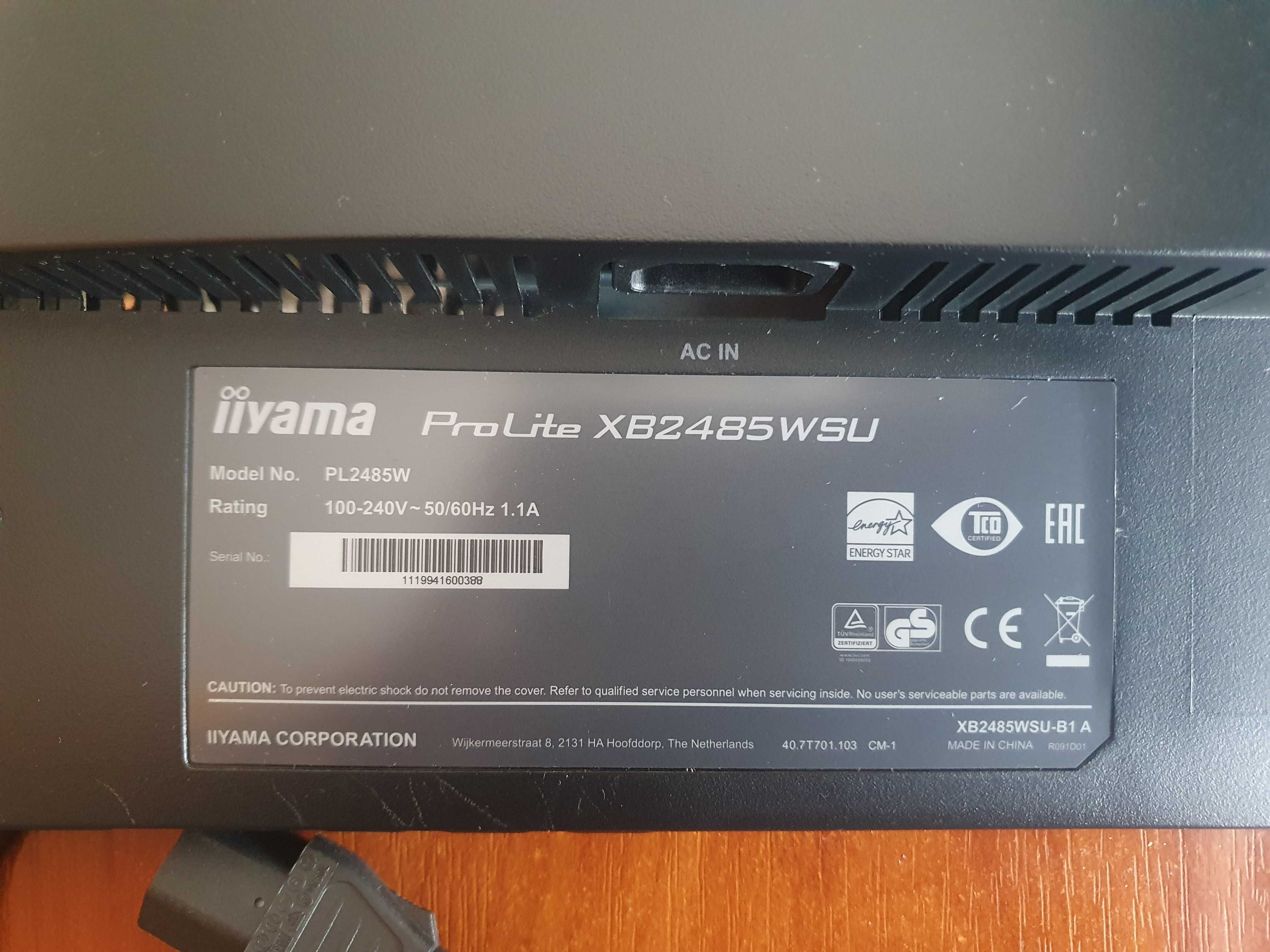 Monitor iiyama ProLite XB2485WSU LED 24" FullHD – Sprawdzony, Używany