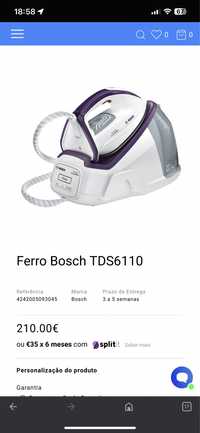 Ferro Caldeira Bosch TDS 6110 Caldeira serie 6 NOVOS