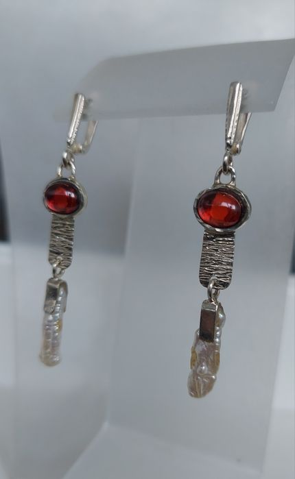 Серебряные серьги с натуральным жемчугом