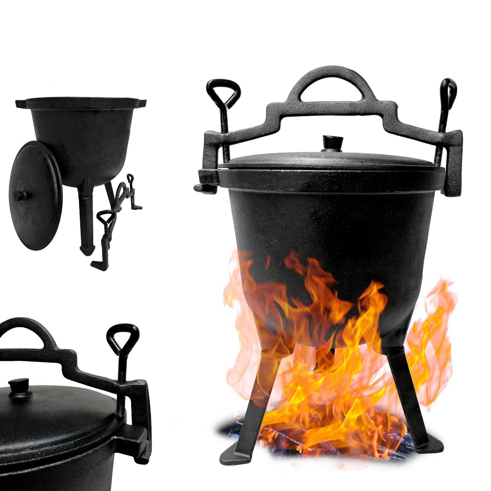 Kociołek myśliwski żeliwny 15 L na grill, ognisko