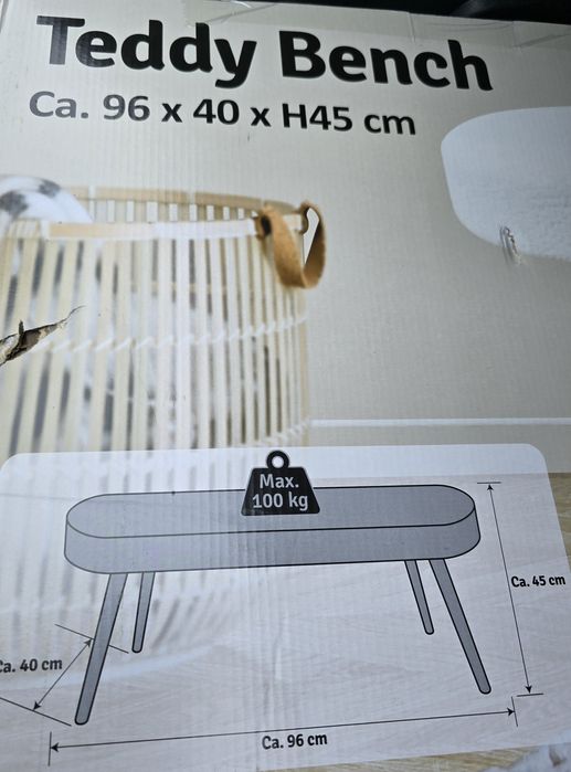 Banco comprido tecido boucle