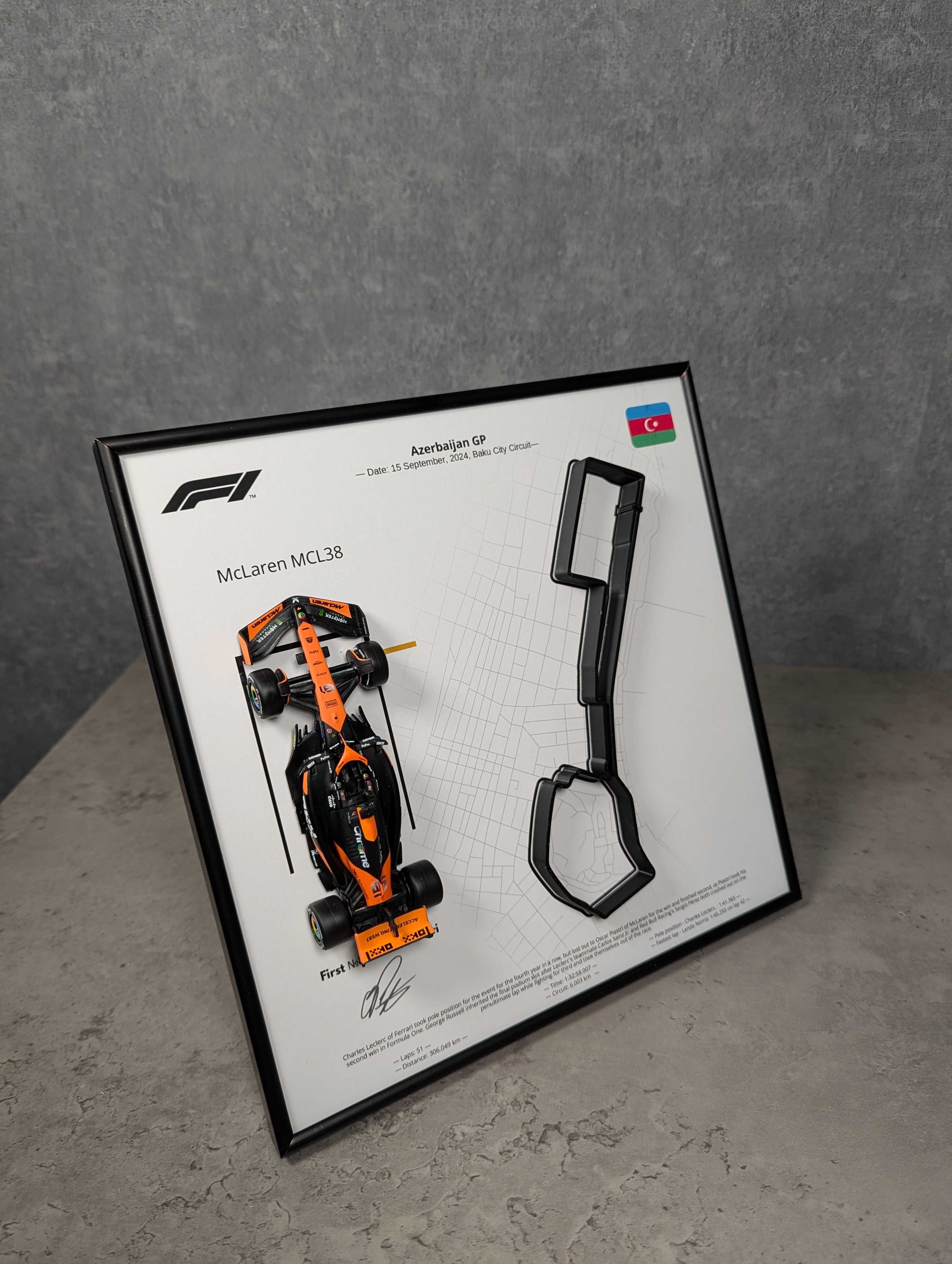 Bburago McLaren MCL38 та 3D Траса Azerbaijan GP 24 №81 Oscar Piastri