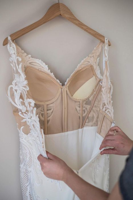 Suknia ślubna Avenue 22 Emily S 36 Kremowa Różowa Rybka Koronkowa