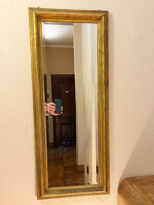 Lustro ze szlifem 40x100 cm w złoconej drewnianej ramie