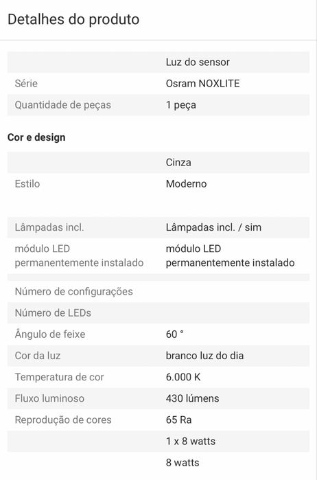 LUZ Sensor de movimento led LED
