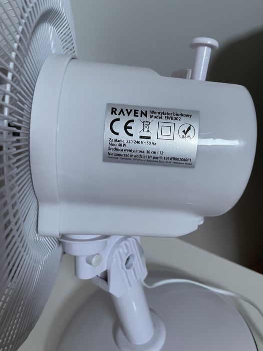 Wentylator biurkowy 40 W RAVEN EWB002