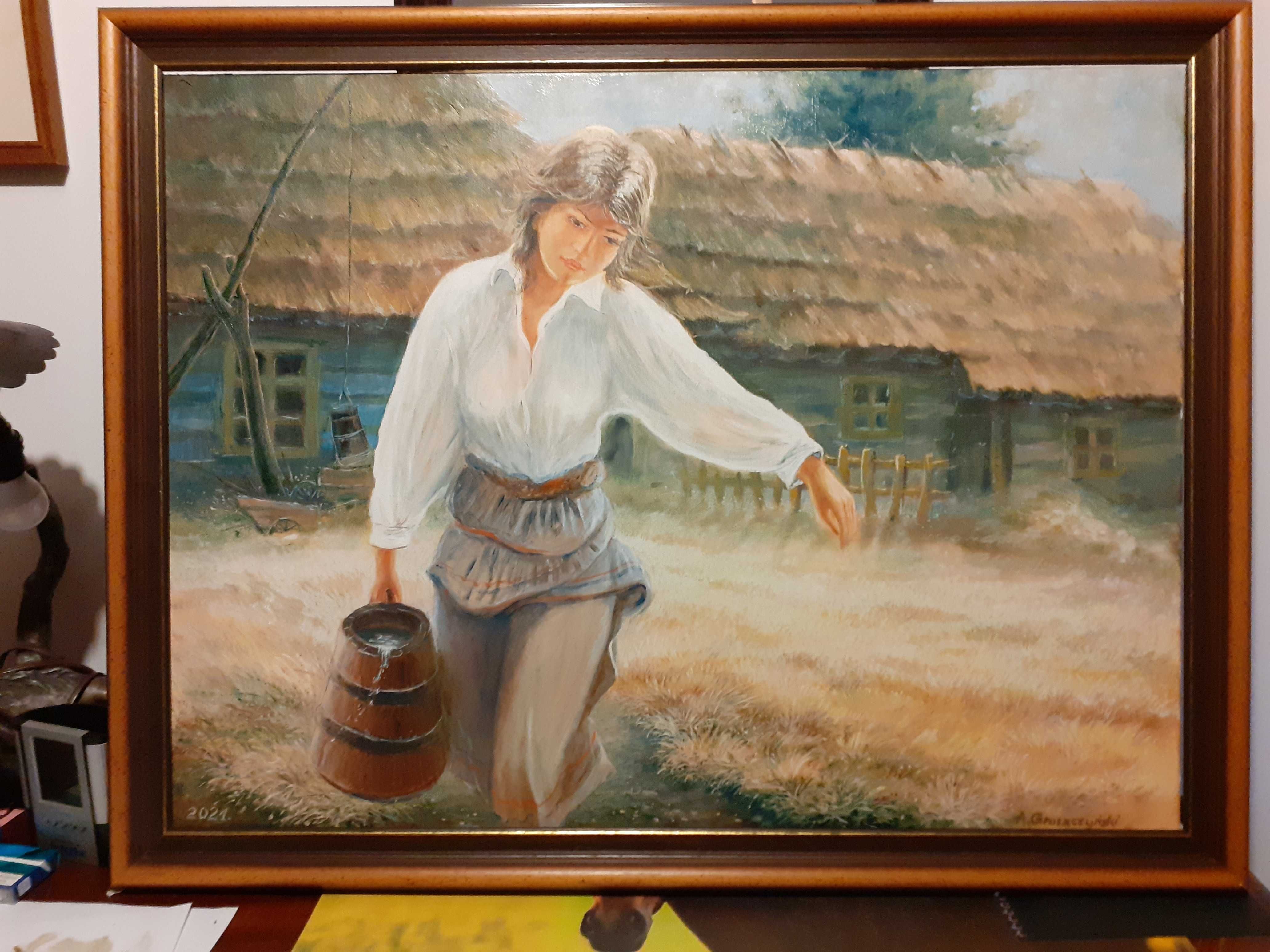 Obraz olejny Dziewczyna z dzbanem