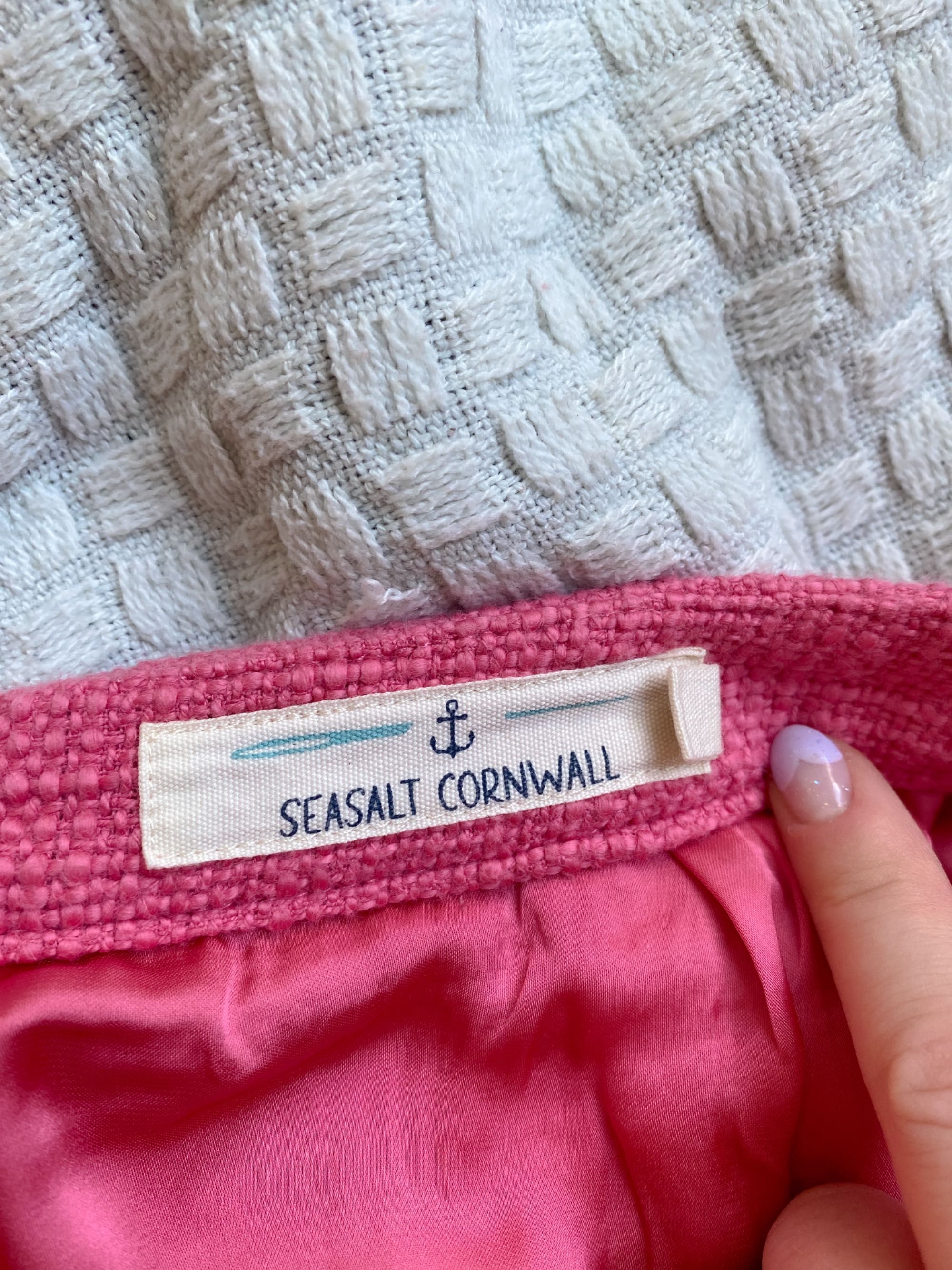 Spódniczka do kolana boucle M 38 chanelka coquette wysoki stan różowa