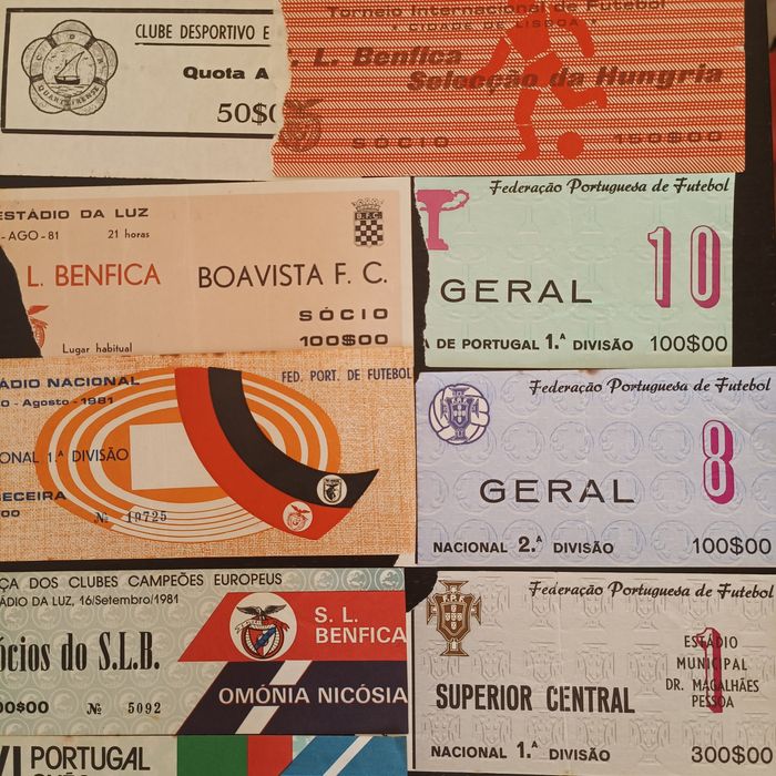 Bilhetes futebol antigos